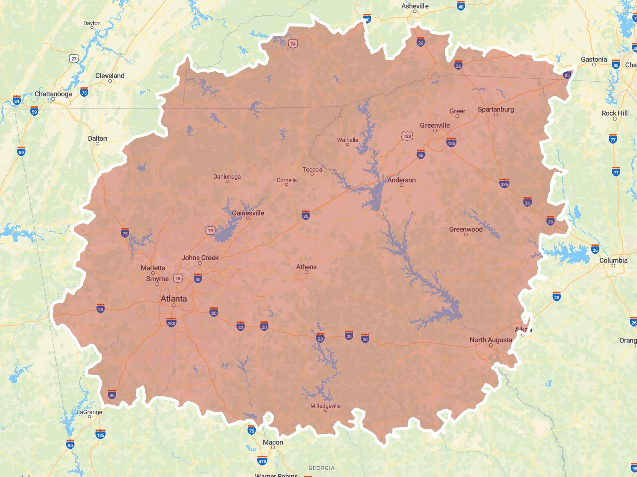 Crawlspaces and More Service Area - Atlanta, GA to Greenville, SC